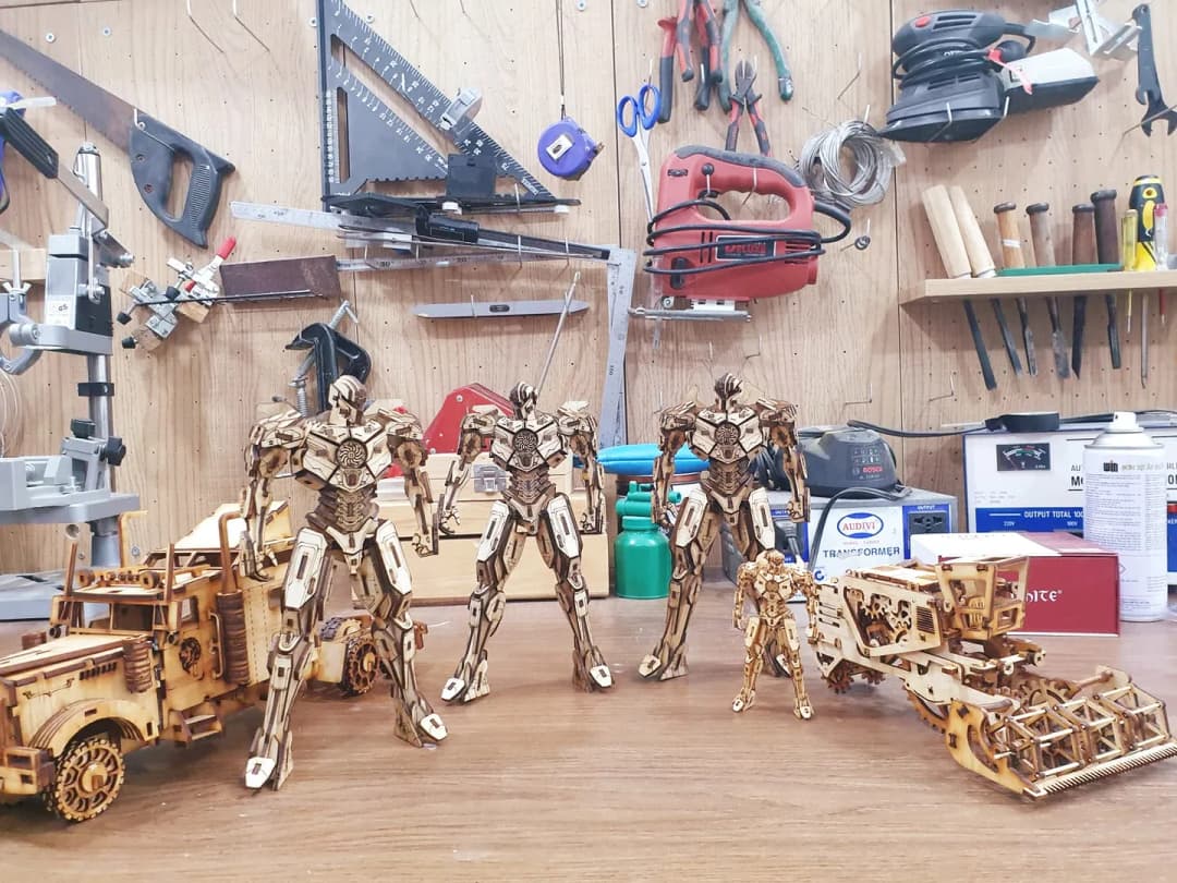 Wooden Robot Model